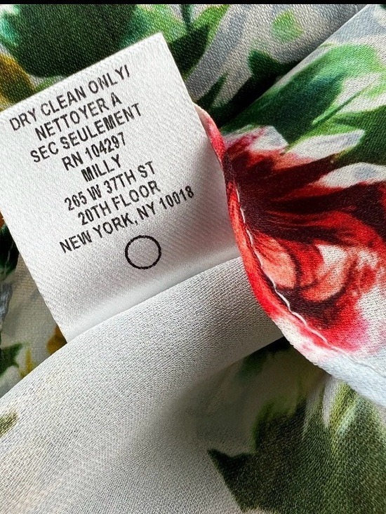 Milly of New York Light Blue Floral Wrap Midi Dress with Yellow & Red Roses - Picture 15 of 15